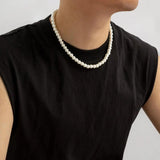 Men's Imitation-Pearl Beaded Choker Necklace
