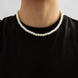 Men's Imitation-Pearl Beaded Choker Necklace