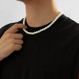 Men's Imitation-Pearl Beaded Choker Necklace