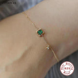 925 Silver Emerald Zircon Bracelet Geometric Square INS Women Jewelry