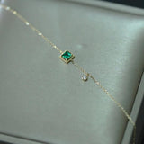 925 Silver Emerald Zircon Bracelet Geometric Square INS Women Jewelry
