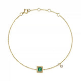 925 Silver Emerald Zircon Bracelet Geometric Square INS Women Jewelry