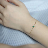 925 Silver Emerald Zircon Bracelet Geometric Square INS Women Jewelry