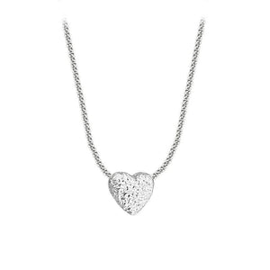 925 Silver Hammer Pattern Love Necklace Heart Pendant Women's Gift NK153