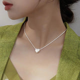 925 Silver Hammer Pattern Love Necklace Heart Pendant Women's Gift NK153