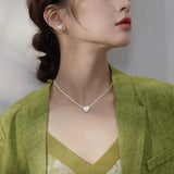 925 Silver Hammer Pattern Love Necklace Heart Pendant Women's Gift NK153