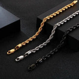 6MM Rope Chain Bracelet 18k Plated Stainless Steel Punk Rock Jewelry