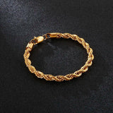 6MM Rope Chain Bracelet 18k Plated Stainless Steel Punk Rock Jewelry