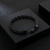 6MM Rope Chain Bracelet 18k Plated Stainless Steel Punk Rock Jewelry
