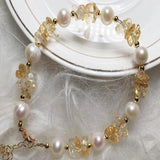 Baroque Citrine Freshwater Pearl Bracelet with 14kgp Clasp
