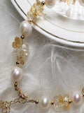 Baroque Citrine Freshwater Pearl Bracelet with 14kgp Clasp