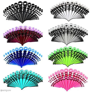 50pcs Acrylic Ear Gauge Taper and Plug Stretching Kit Mixed Ear Flesh Tunnel Exp