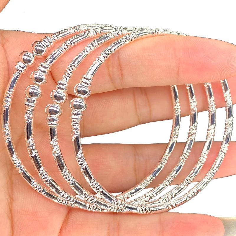 3mm Dubai woman bracelet and bangles Ball Africa Sliver Bangles Indian Bangles