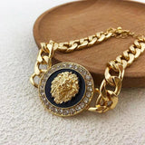 Punk Lion Head Charm Bracelet Zircon Chain Bangle