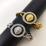 Punk Lion Head Charm Bracelet Zircon Chain Bangle