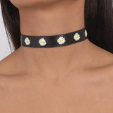 Personality Embroidery Choker for Women Punk Gothic Collar Necklace