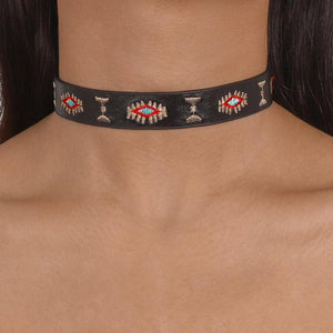 Personality Embroidery Choker for Women Punk Gothic Collar Necklace