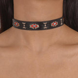 Personality Embroidery Choker for Women Punk Gothic Collar Necklace