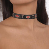 Personality Embroidery Choker for Women Punk Gothic Collar Necklace
