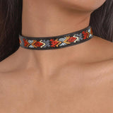 Personality Embroidery Choker for Women Punk Gothic Collar Necklace