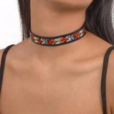 Personality Embroidery Choker for Women Punk Gothic Collar Necklace