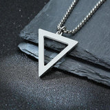 Geometric Triangle Pendant Necklace for Men, Stainless Steel Collar Jewelry