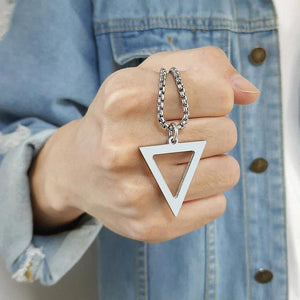 Geometric Triangle Pendant Necklace for Men, Stainless Steel Collar Jewelry