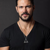 Geometric Triangle Pendant Necklace for Men, Stainless Steel Collar Jewelry