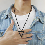 Geometric Triangle Pendant Necklace for Men, Stainless Steel Collar Jewelry