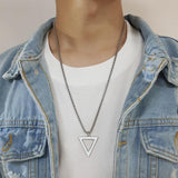 Geometric Triangle Pendant Necklace for Men, Stainless Steel Collar Jewelry