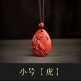 Natural Cinnabar Pendant Red Sand Zodiac Necklace Pendant