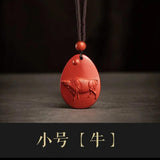 Natural Cinnabar Pendant Red Sand Zodiac Necklace Pendant