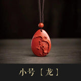 Natural Cinnabar Pendant Red Sand Zodiac Necklace Pendant