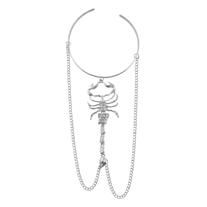 Bohemian Metal Rhinestone Arm Cuff Scorpion Tassel Bangles for Women