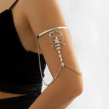 Bohemian Metal Rhinestone Arm Cuff Scorpion Tassel Bangles for Women