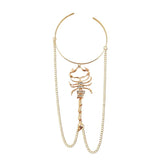 Bohemian Metal Rhinestone Arm Cuff Scorpion Tassel Bangles for Women
