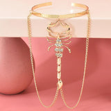 Bohemian Metal Rhinestone Arm Cuff Scorpion Tassel Bangles for Women