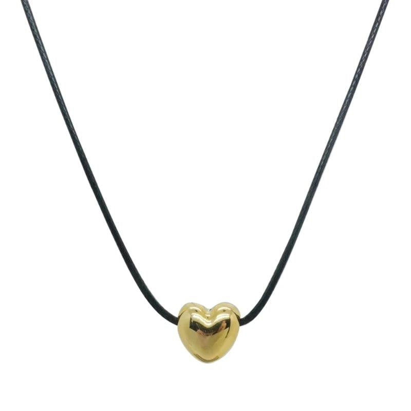 Love Heart Pendant Collar Necklace Short Rope Choker Jewelry
