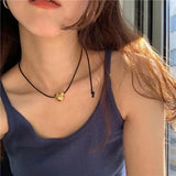 Love Heart Pendant Collar Necklace Short Rope Choker Jewelry
