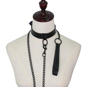 Sexy Harajuku PU Leather Chain Necklace Gothic Circle Choker Body Chain