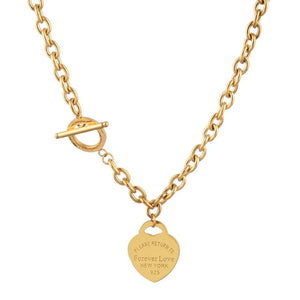 Stainless Steel Heart Pendant Necklace Forever Love Heart Charms Chain Jewelry