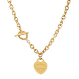 Stainless Steel Heart Pendant Necklace Forever Love Heart Charms Chain Jewelry