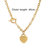 Stainless Steel Heart Pendant Necklace Forever Love Heart Charms Chain Jewelry