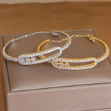 Crystal Hollow Geometric Bangles for Women