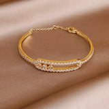 Crystal Hollow Geometric Bangles for Women