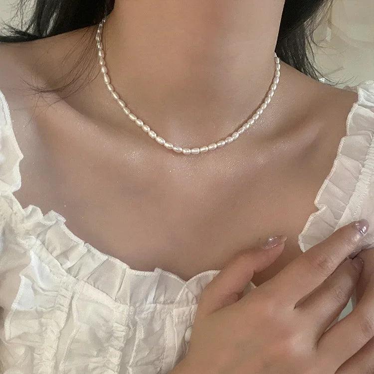 Vintage Freshwater Pearl Necklace French Chain Necklaces