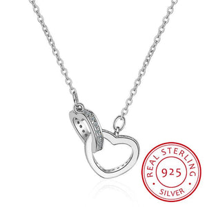 925 Silver Necklace Pendant Double Heart Crystal Pendant For Women