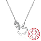 925 Silver Necklace Pendant Double Heart Crystal Pendant For Women