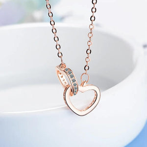 925 Silver Necklace Pendant Double Heart Crystal Pendant For Women