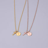 Vintage Queen Coin Cross Pendant Necklace Rose Titanium Steel